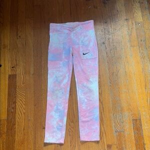 Nike Kids Pink and Blue Tie-Dye Leggings